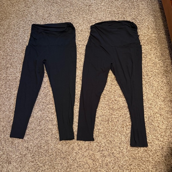 Pants - Set of 2 - Black Over the Belly Maternity Leggings with Pockets size 2xl